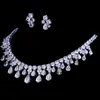 Emmaya Zircons High Quality White Gold Color Cubic Zirconia Bridal Wedding Necklace And Earring Sets Party Gift 220726