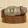 Bälten Mens Leisure Belt Europe Personlig parti alligator mönster midje rem brittiska jeans tillbehör get automatisk spänne cinto