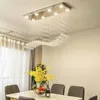 Kolye lambaları restoran kristal avize yaratıcı kişilik modern minimalist yemek odası dikdörtgen bar sayacı uzun chandelierpendan