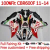 مجموعة جسم OEM لـ Honda CBR 600 F 600F C CBR600 F F4I 11-14 سنوات هيكل السيارة 139NO.13 CBR600F 11 12 13 14 CBR600F4I 2011 2012 2013 2014 Injection Mould Fairings Red Red