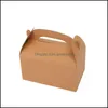 Taşınabilir Kek Karton Kraft Kağıt Çerez Nougat Pişirme Tatlı Ambalaj Kutusu Şeker Hediye Paketi Çanta 10 adet CX220125 Bırak Teslim 2021 Ekmek Boxe