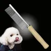 Greener Wooden Handle Pet Cat Dog Grooming Stainless Steel Double-Sided Comb Detangling Deshedding Tool Cats Hair Comb Groomings Products