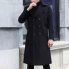 Long Over-Knee Thin Windbreaker 2021 Spring and Autumn Korean Style Slim British Mid-Length Coat Jacket Men's Wool Blends T220810