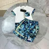 new baby summer fashion short sleeve Shorts Set children's printed clothes boys' cotton half sleeve top