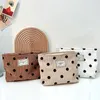 Corduroy Dot Women Cosmetic Bag Cotton Cloth Makeup Pouch Hand Travel Bag Lipstick Organizer Cases Fashion Zipper Clutch Purse