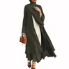 Vestuário étnico Muçulmano Feminino Moda Manga Comprida Flowy Maxi Cardigan Islâmico Aberto Frente Quimono Cinto Abaya RobeÉtnico