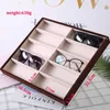 Fashion Glasses Cases Beige 10 rutnät Solglasögon Display Box Props Jewelry Organizer Tray 220719