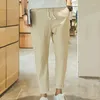 Pantaloni da uomo Nono Uomo Estate Stile coreano Lino Slim Casual Lunghezza al polpaccio Moda Leggero Sottile Tinta unita UomoUomo