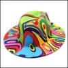 Chapeaux de fête Fournitures de fête Maison Jardin Colorf Wide Brim Church Derby Top Hat Panama Feutre Fedoras Pour Hommes Femmes Laine Artificielle British St