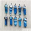 Arts And Crafts Fashion Stripe Light Blue Onyx Stone Shape Point Chakra Charms Pendants For Jewelry Making Wholesale Sports2010 Dhnho