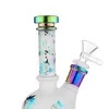 8.2-Inch Blue Gradient Color Sandblast Glass Hookah Bong - Difundido Downstem Percolator, 14mm Female Joint