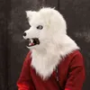 Cadılar Bayramı Köpek Parti Maskesi Simülasyon Kürk Uzun Saç Hayvan Komik Noel Cosplay Partisi Fox Aslan Maskesi Yeniden Kullanılabilir T220727