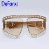 Sunglasses Oversized Pearl Gradient Female Big Frame Semi Rimless Bee Decoration Sun Glasses Peach Vintgae Shades For Women7417340