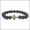 Bracelets de charme joias lava negra natural bracelete cruzada aromaterapia diy difusor de óleo essencial para homens homens entrega 2021 j3c