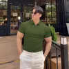 Polos masculinos de verão de verão masculino de camiseta coreana de caça curta