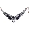 Chokers 1PCNice Women's Style Black Fabric Rose Flower Beads Pendant Choker Lace Necklace Gothic Jewelry False Collar Statement Sidn22