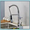 Vente en gros et au détail Moderne Chrome Laiton Cuisine Robinet Double Pulvérisateur Printemps Navire Évier Mélangeur Robinet Drop Delivery 2021 Robinets Robinets Douche