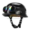 Casco da moto in pelle tedesca Vintage Casco Moto da moto Open Face Retro mezzo casco Chopper Biker Pilot per DOT taglia S-XXL