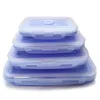 Dinware sets 4 stcs/set siliconen rechthoek lunchbox inklapbare bento vouwcontainer kom 300/500/800/1200 ml voor dinerWaredInnerware d