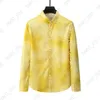 Erkekler Tasarımcı Lüks Elbise Gömlek İpek Gömlek Lüks Giysileri Uzun Kollu Mektup Çiçekler Paris Baskı Gündelik Yaz Colla243E