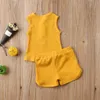 Girls Designer Roupas Kids Summer Pit Summed Roupas Conjuntos De Camisetas Calções Sólidas Camisas Casuais Câmatas Camis Vest Calças Recolhidas Two-Peça Set Boutique B8053