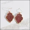 Charm Flower Hexagon Leopard Wood Grain Pattern Pu Leather Charms Earrings Gold Color Dangle Brincos Pendientes Fashion B Carshop2006 Dhus9