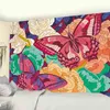 Fiori botanici psichedelici Farfalla Tappeto Bohemian Tapestry Dorm Room Essentials Tappeti da parete Decor J220804