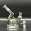 6.5 "Clear Green Glass Bong Water Pipes Recycler 14mm Bowl Rökning Bubbler