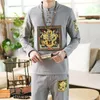 Vêtements ethniques de style chinois en lin tang costume de vêtements hommes traditionnels Taichi costume de streetwear décontracté shirts set 30446