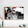 1 panneau HD femme dame cigare fumée affiche imprimé peinture murale mur Art photo pour salon peinture pas encadré