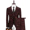 Blazer Pants Vest Men Suits Suknia ślubna Kwiatowy nadruk 3 -częściowy zestaw męski luksusowy brązowy płaszcz płaszcza płaszcza kamizelki 220504