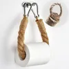Toilet Paper Holders 40/50/60/70cm Vintage Style Woven Hanging Rope Roll Holder Decor Towel Wall Rack