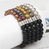 Beaded Strands Men's Women Plating Volcanic Rock Bracelets Natural Black Lava Stone Bracelet Tibetan Bangle Chakra Diffuser Kent22