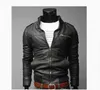 Ny mode Autumn Male Läderjacka plus storlek 3XL Black Brown Men Stand Collar Pu Jackets Biker L220801