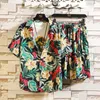 Tracksuits voor heren aan zee strand vakantiepak mannetje los grote size paar tide merk shortsleeveved bloemen shirt casual tweedelige mannen korte setsm