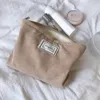 Bolsas de cosméticos Estuches 1 pieza Bolso de pana suave para mujer Gran color sólido Almacenamiento de viaje Lavado Caja de belleza para niña