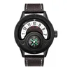 Orologi da polso Oulm Orologi sportivi Uomo Bussola decorativa Design unico Orologio al quarzo maschile Cinturino in pelle da uomo Orologio da polso casual Uomo