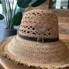 Дизайнерская соломенная шляпа Ladies Fashion Personality Cap Luxury Brade Bucket Hats Hay Caffice Handwoven3593471