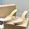 Yeni Grossi Rossi platform terlikler yüksek topuklu sandaletler stiletto katır PVC yüksek Topuklar 105mm slip-on burnu açık kadınlar Lüks Tasarımcılar ayakkabıları Akşam fabrika ayakkabısı