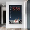 W196 1955 Auto-Poster auf Leinwand, Gemälde, Druck, nordisches Poster, Wandkunst, Bild für Wohnzimmer, Noom, Heimdekoration, rahmenlos