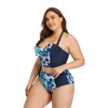 Momens sexy moda de banho de banho de banho de banho de natação de natação de praia de duas peças impressão em cor azul plus size sem sutiã suporte de arrue de verão biquínis