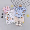 2st/Set Children's Clothing Summer Baby Boy Clothes Baby Collar Blue Casual Shorts Set Toddler Dinosaur Outfit Ropa Bebe G220509