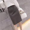 Jupe Droite En Tricot Femme Avec Fente Taille Haute Long Crayon Style Coréen Beige Noir Vert Violet Tube 220401
