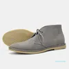 Botas chukka masculinas de couro genuíno botas com cadarço sola de borracha cano alto casual5