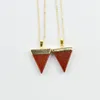 Naturstein-Kristall-Stein-Anhänger-Halsketten, heilender Edelstein, vergoldet, Dreieck-Schmuck für Frauen und Mädchen mit Kette
