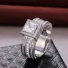 2022 Fashion Vintage Court Mens Ring Silver Princess Cut CZ Stone Engagement Wedding Band Rings For Women Jewelry Gift27566746626