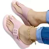 Nya europeiska och amerikanska sommardamer Sandaler 2021 High Heels Platform Wedges Mujer Casual Flip-Flops Plus Size 43 DHL