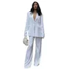 White Leisure Women Pants Suits For Wedding 2022 Women Sexy Loose Long Sleeve Evening Red Carpet Fashion Wear 2 Pieces