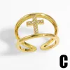 Cluster Rings Copper Zirkon Hollow Heart For Women White Stone Gold Golde Open Butterfly Ring Fashion sieraden Gift Rign23Cluster