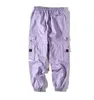 Lacible Harajuku Cargo Pants Men Streetwear Men Casual Elastic midjejoggare Byxor ColorBlock Hip Hop Harem Pants 220509